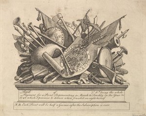 Stojan zbraní, hudebních nástrojů atd., březen 1749-50. od William Hogarth