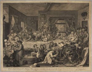 Volební hostina, deska 1 ze série Čtyři tisky o volbách od William Hogarth