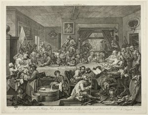 An Election Entertainment, deska jedna ze čtyř výtisků voleb od William Hogarth