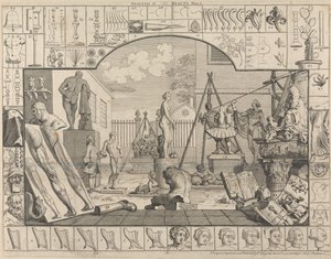 Analýza krásy, tabulka I: Dvůr sochaře od William Hogarth