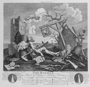 Bathos, Manner of Sinking, ve vznešených obrazech napsaných obchodníkům s temnými obrazy, 1764 od William Hogarth