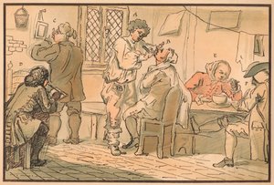 Scéna se snídaní z filmu The Five Days Peregrination, 1732 od William Hogarth