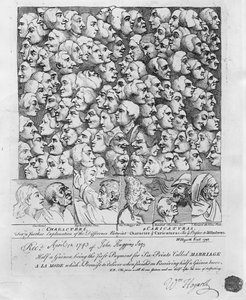 Postavy a karikatury, publikoval v dubnu 1743 od William Hogarth