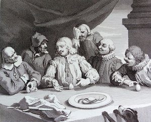 Kolumbus rikkoo munaa od William Hogarth