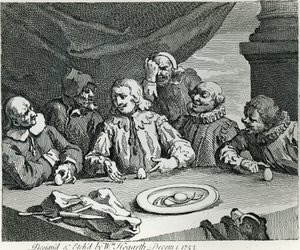 Kolumbus rozbíjí vejce, 1753 od William Hogarth