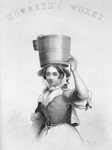 Zobrazení J Moore jako rytina Milk Maid z Hogarths Enraged Musician od William Hogarth