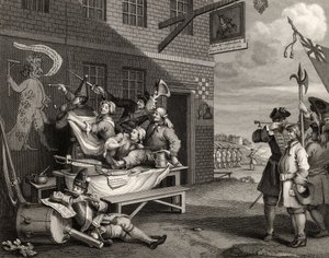 Anglie, vyrytý Thomasem Phillibrownem, z „Díla Williama Hogartha“, vydaného v roce 1833 od William Hogarth