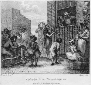 První návrh pro The Enraged Musician, 1799 od William Hogarth