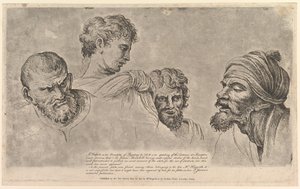 Čtyři hlavy z karikatur Raphaela v Hampton Court, 14. května 1781. od William Hogarth