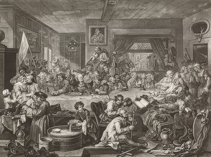 Čtyři tisky voleb / Všeobecné volby. List 1: Volební zábava. 1755 od William Hogarth