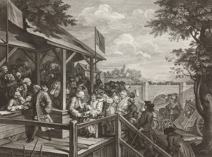 Čtyři tisky voleb / Všeobecné volby. List 3: Hlasování / Hlasování. 1758 od William Hogarth