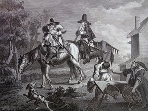 Frontispis ke skladbě „Hudibras“ Samuela Butlera od William Hogarth