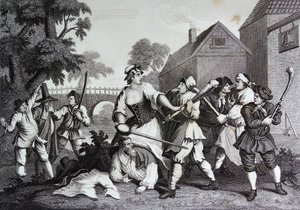 Etukappale Samuel Butlerin Hudibrasille od William Hogarth