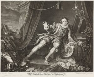 Garrick v postavě Richarda III / Garrick in der Rolle Richards III.. 1746 od William Hogarth