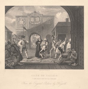 Brána Calais, vyryla William Radclyffe (1783-1855) od William Hogarth