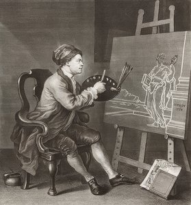 Hogarth Painting the Comic Muse / Hogarth malt die komische Muse. 1764 od William Hogarth