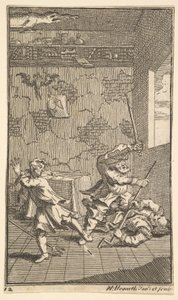 Hudibras porazil Sidrophel a Whachum Sedmnáct malých ilustrací pro Samuela Butlera..., 1721-26. od William Hogarth