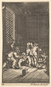 Hudibras katechizoval sedmnáct malých ilustrací pro Samuela Butlerse Hudibras, no. 14, 1721-26. od William Hogarth