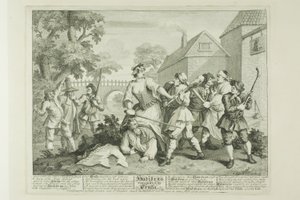 Hudibras poražen Trullou, pátá deska z knihy Hudibras od William Hogarth
