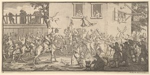 Hudibras a Skimmington Sedmnáct malých ilustrací pro Hudibras Samuela Butlera..., 1721-26. od William Hogarth