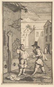 Hudibras a Ralpho zpochybňují sedmnáct malých ilustrací pro Hudibras Samuela Butlera..., 1721-26. od William Hogarth