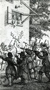 Hullabaloo proti krejčímu od William Hogarth