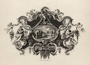 Otisk ze stříbrného korbelu, vyrytý E. Chavanem, z „Díla Williama Hogartha“, vydaného v roce 1833 od William Hogarth