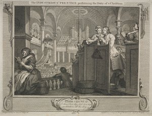 Průmysl a nečinnost: Pracovitý Prentice vykonávající povinnost křesťana, 1747. od William Hogarth