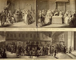 Rozsudek mladé těhotné ženy, křest a pohřeb od William Hogarth
