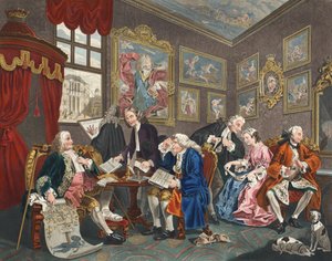 Marriage a la Mode, Plate I, The Marriage Settlement, ilustrace z 