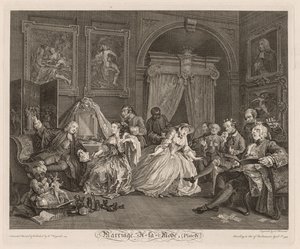 Módní manželství: scéna na záchodě od William Hogarth