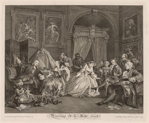 Módní manželství: scéna na záchodě od William Hogarth