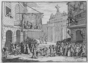 Maškarády a opery, Burlington Gate, 1724 od William Hogarth