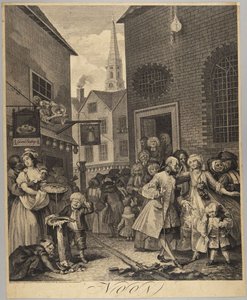 Poledne, tabule 2 ze série Čtyři denní doby od William Hogarth