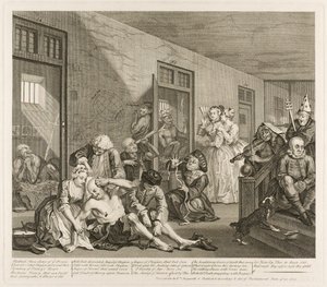 Osmý talíř z knihy Pokrok hráběte od William Hogarth