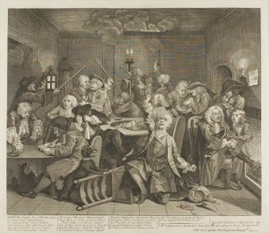 Šestý talíř z knihy Pokrok hráběte od William Hogarth
