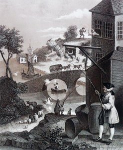 Satira na falešnou perspektivu od William Hogarth
