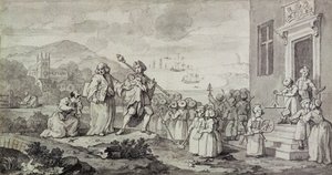 Studie pro nalezence (pero, inkoust a mytí na papíře) od William Hogarth