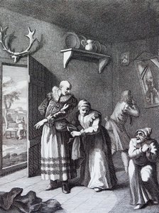 Kurát a holič se převlékají, aby přenesli Dona Quijota domů. od Williama Hogartha od William Hogarth