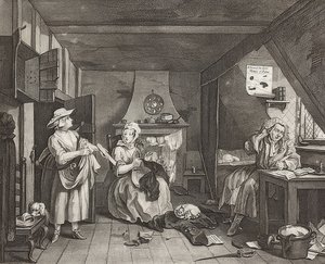 Zoufalý básník. 1736/40 od William Hogarth