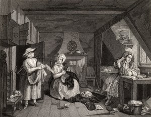 The Distressed Poet (Básník v tísni), z knihy The Works of William Hogarth (Dílo Williama Hogartha), vydané v roce 1833. od William Hogarth