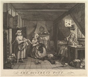 The Distrest Poet, 15. prosince 1740. od William Hogarth