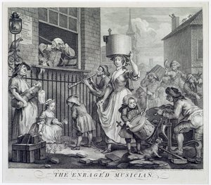 Rozzuřený hudebník, 1741 od William Hogarth