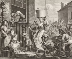 Rozzuřený hudebník. 1741 od William Hogarth