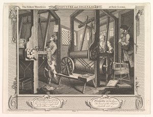 The Fellow Prentices at their Looms Industry and Idleness, deska 1, 30. září 1747. od William Hogarth