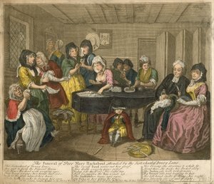 Pohřeb chudé Mary Hackaboutové za účasti sesterstva z Drury Lane od William Hogarth