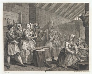 The Harlot Lodged in Bridewell, navržený 1732, tištěno 1744 (Let a rytina) od William Hogarth