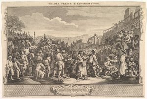 The Idle Prentice Executed at Tyburn: Industry and Idleness, deska 11, 30. září 1747. od William Hogarth