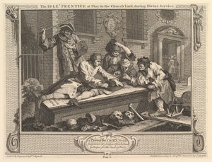 The Idle Prentice at Play in the Churchyard: Industry and Idleness, deska 3, 30. září 1747. od William Hogarth