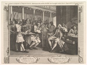 The Industrious Prentice Alderman of London, The Idle One Brought Before Hi..., 30. září 1747. od William Hogarth